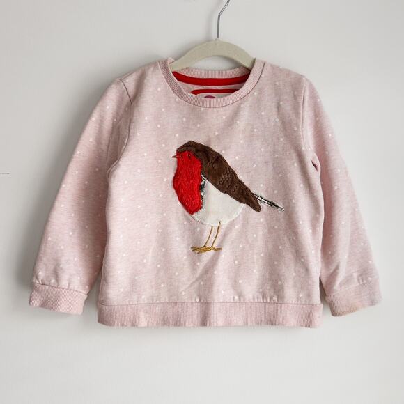 Mini Boden Robin Cozy Applique Sweatshirt Size 3-4 Light Pink $55 - Picture 1 of 4